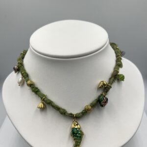 Collier Tissu & Acier Inoxydable – Charme Naturel