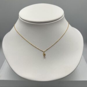 Collier Gold Filled & Pendentif Feuille avec Goutte en Zirconium - Aube Dorée