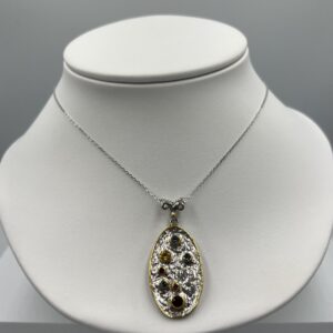 Collier Argent 925 & Citrine, Topaze Bleu, Grenat – Harmonie Solaire