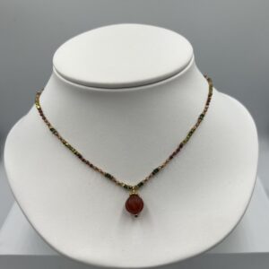 Collier Acier Inoxydable & Grenat – Force Solaire