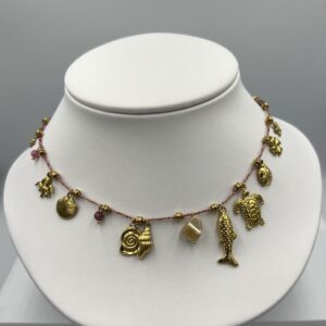 Collier Acier Inoxydable Doré – Éclats Suspendus