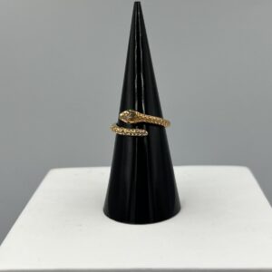 Bague Dorée Acier Inoxydable & Zircon – Le Serpent Étoilé