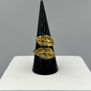 Bague Dorée Acier Inoxydable – Duo de Feuilles