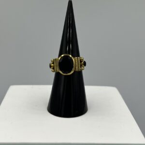 Bague Argent, Laiton & Onyx Noir – Éclipse