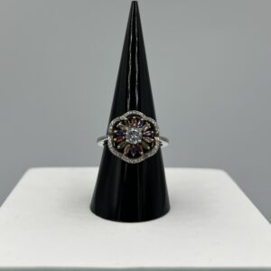 Bague Argent & Cristaux Multicolores – Jardin de Lumière