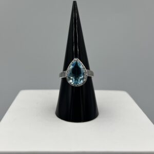 Bague Argent & Topaze Bleue - Goutte de lumière